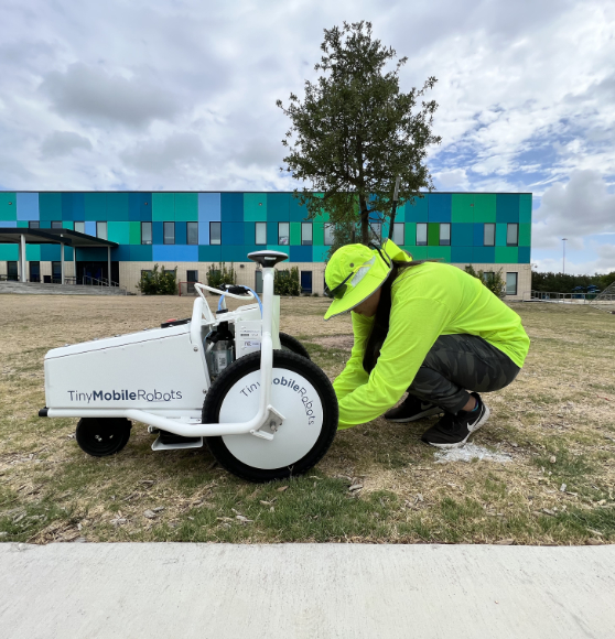 setting up the robot for field marking Austin