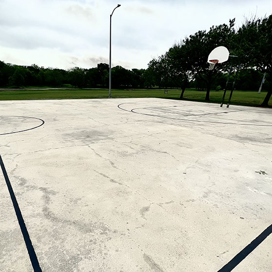 newly painted basketball court markings